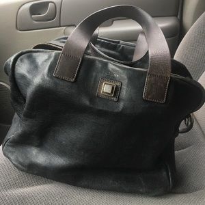 Celine black bag with brown handles
